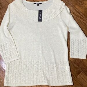 BRIGGS Elegant Cream with gold shimmer Sweater with Button Detail Women’s NEW